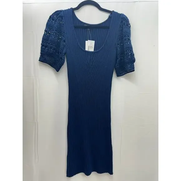 Central Park West Navy Cotton sweater dress M NWTS - Picture 1 of 4